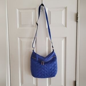 Dolce Vita Collection Blue & Gold Crossbody Puffer Bag | (Like New)